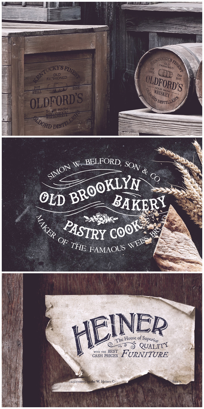 19th Century Vintage Logos 02 Inspired from the 19th century era, this carefully crafted logo templates will add a vintage yet fresh touch #font #stamp #logos #premium #free #retro #insignia #vintage #kit #logo #pack #typography