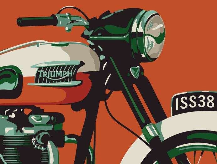 Iron & Air Art and Design Issue Cover Illustration illustration chrome hoodzpah retro bonneville motorcycle triumph