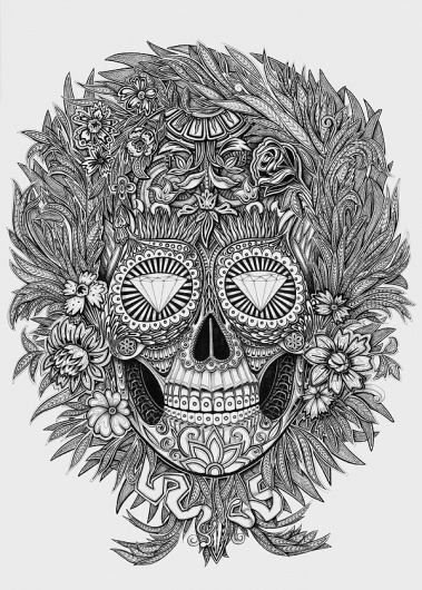 Mexican skull on the Behance Network #mexican #skull #flowers
