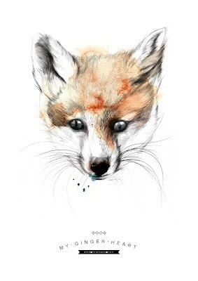 Lítill Blóm: my ginger heart #neumann #fuchs #handdrawn #fox #design #graphic #aquarell #poster #miuminou #ini