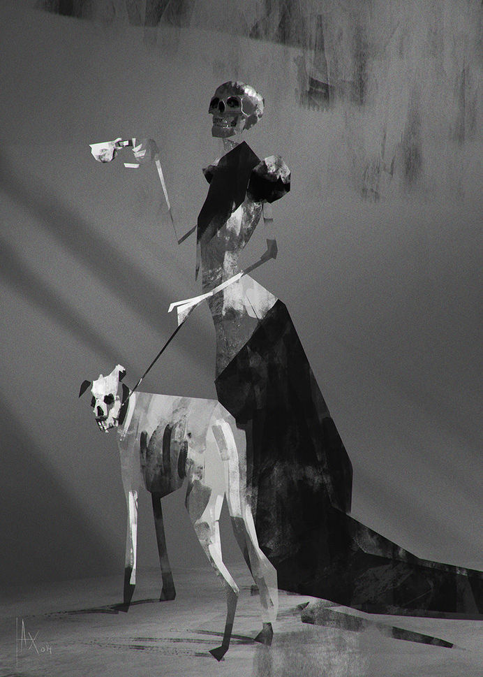 Black Skull by Alexandar #illustration #skeleton #dog