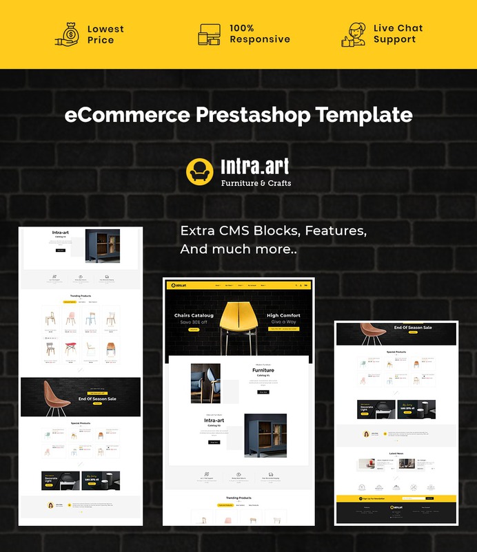 #Intra - #Furniture #Art & #Crafts - #Prestashop #Responsive #Theme | #TemplateTrip #eCommerce #Website #Design #Template