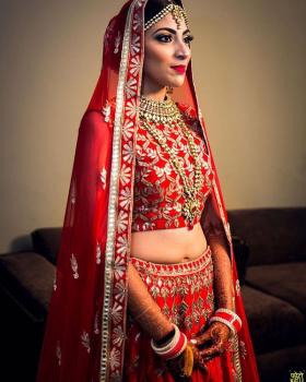The all-red bridal look