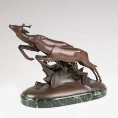 Bronze Group Of 'Volatile ROE Deer'. Gerhard Schliep Stone