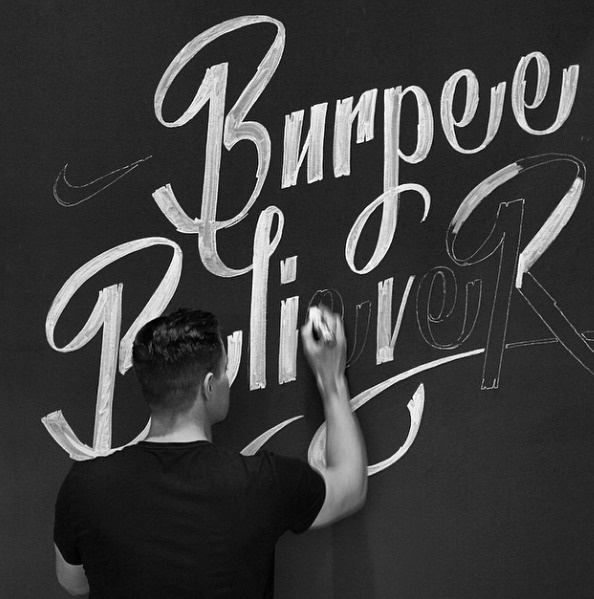 Nike Chalk Murals on Behance #lettering #chalk #ligatures #nike #type #bw #typography