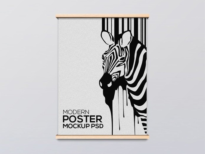 Free Modern Wooden Poster Frame Mockup