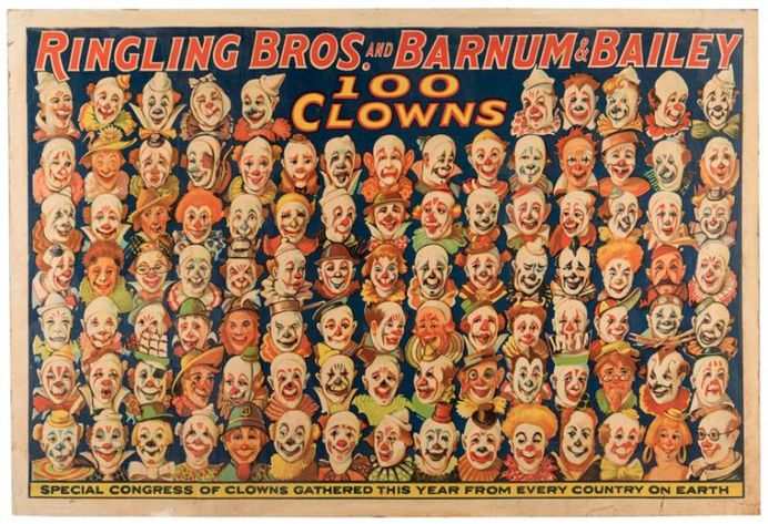 Ringling Brothers and Barnum & Bailey. 100 Clowns. - Price Estimate: $200 - $400