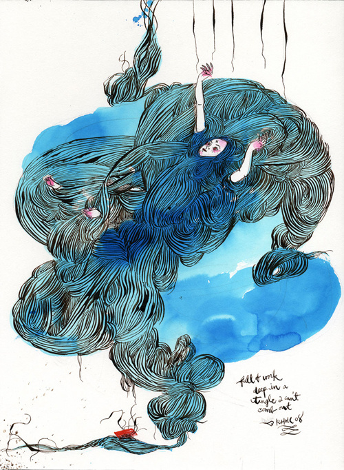 Kris Chau | The Strange Attractor #blue #illustration #watercolour