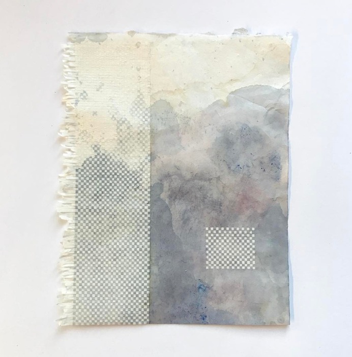 Respire, paper art, paper weaving, watercolor
