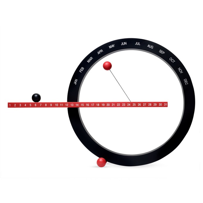 Perpetual Calendar in color Black/ Red