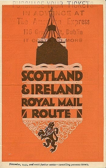"Scotland & Ireland Royal Mail Route," 1932 #travel #vintage #poster #nautical