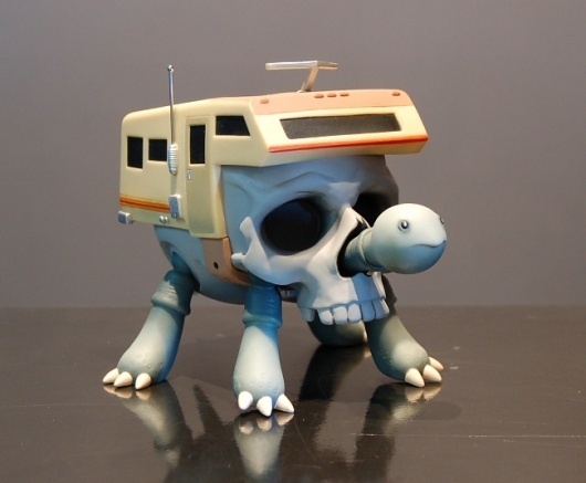 Turtlecamper Bone - by Jeremy Fish : You are NOWhere>> NOWhere Limited: Contemporary Art - Limited Editions - Artist Multiples #skull #animal #toy #trailer