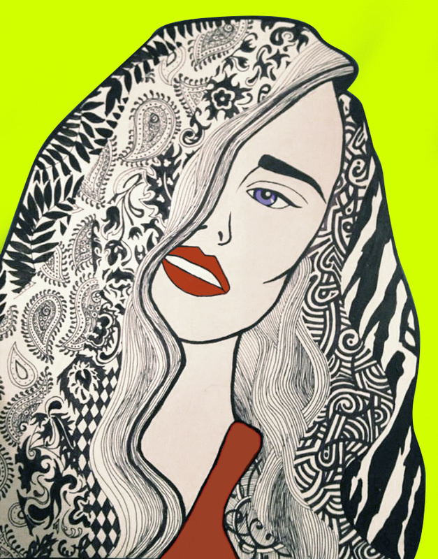 You Over There - Katie Melrose #abstract #ink #girl #pop #pen #art #patterns