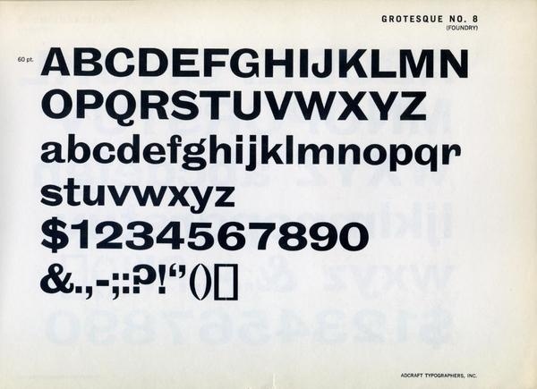 Type specimen of Grotesque No. 8 by Stephenson Blake. #type #specimen #typography