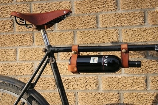 Bicycle Wine Rack Leather 1 frame by oopsmark on Etsy #design #wine #product #bike #genius