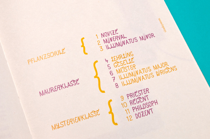 #book #illuminaten #bookbinding #relief #yellow #green #blue #multiply #screenprint #typography #illustration #infographic