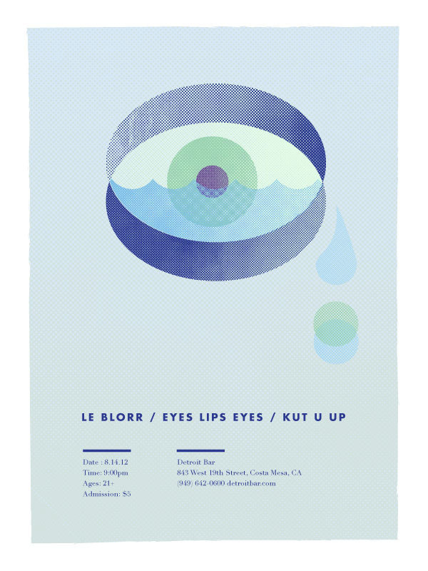 LeBlorr.EyesLipsEyes.KutUUp.DetroitBar.8.14.12 #print #gig #show #poster #band