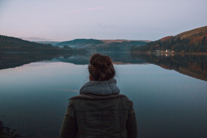 Lake, woman, lakeside and reflection HD photo by John Mark Arnold (@johnmarkarnold) on Unsplash