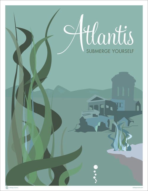 Atlantis: Submerge Yourself #creative #vector #atlantis #travel #cabbage #poster