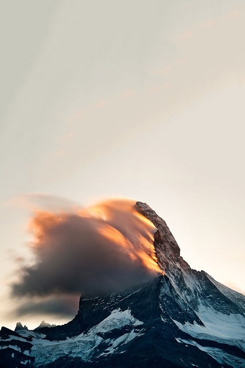 Burning Peak, Switzerland | The Glorified Landscape by Rafael Rojas #mountain #rock #burning #cold #peak #landscape #mist #photography #beauty