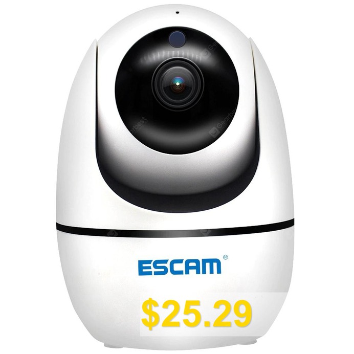 ESCAM #PVR008 #H.265 #Auto #Tracking #PTZ #Pan #/ #Tilt #2MP #HD #1080P #Wireless #Two-way #Talk #Night #Vision #Network #IP #Camera #- #WHITE