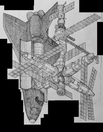 Evan Wakelin's drawings and stuff #shuttle #atlantis #mir #space #station