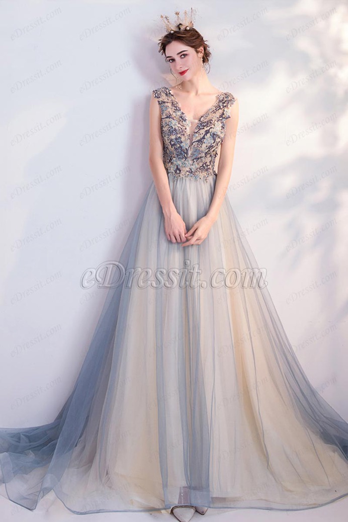 eDressit Sexy V-Cut Beads Embroidery Long prom Evening Dress (36227708)