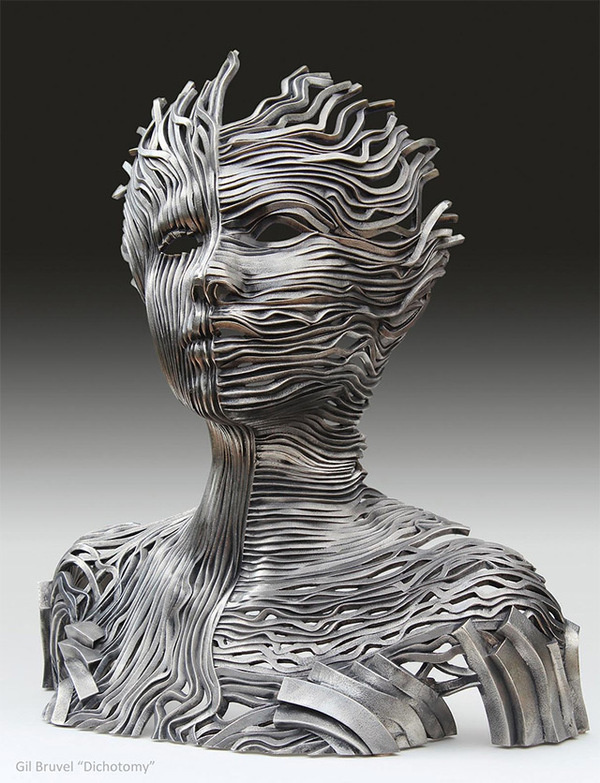 Human Figure Composed of Unraveling Stainless Steel Ribbons by Gil Bruvel #inspiration #abstract #creative #design #unique #sculptures #cool