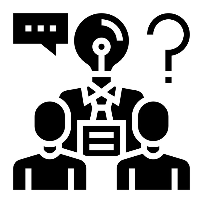 See more icon inspiration related to business and finance, teamwork, question mark, brainstorming, lightbulb, conference, team, meeting and people on Flaticon.
