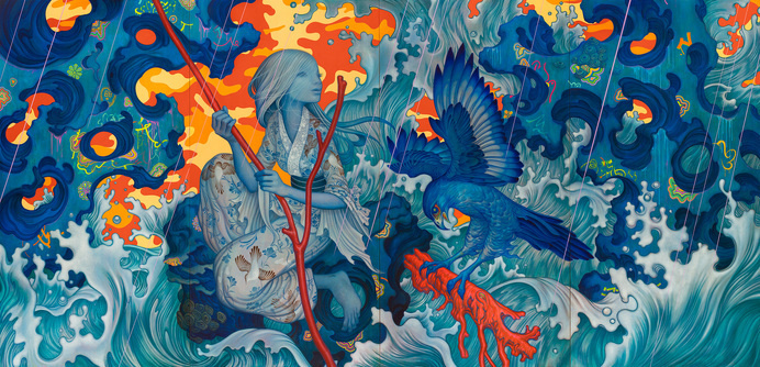 #jamesjean Mixed Media on Four Canvases, 180 x 88", 2015.