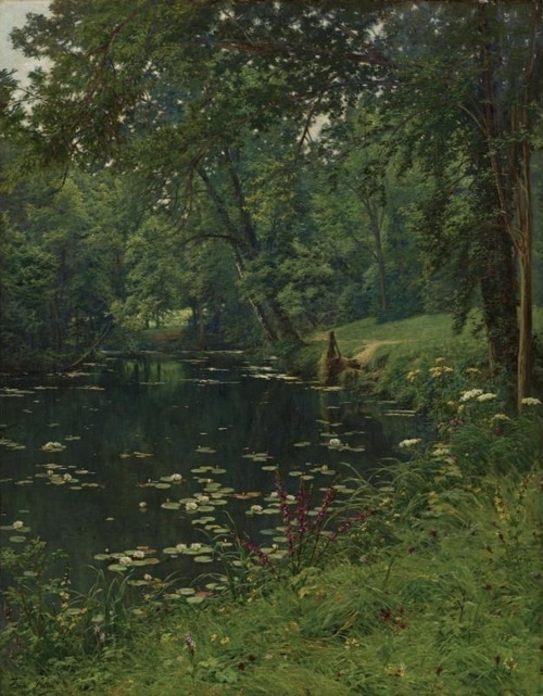 A Woodland Pond, Henri Biva #naturalism #realism #nature #painting #oil