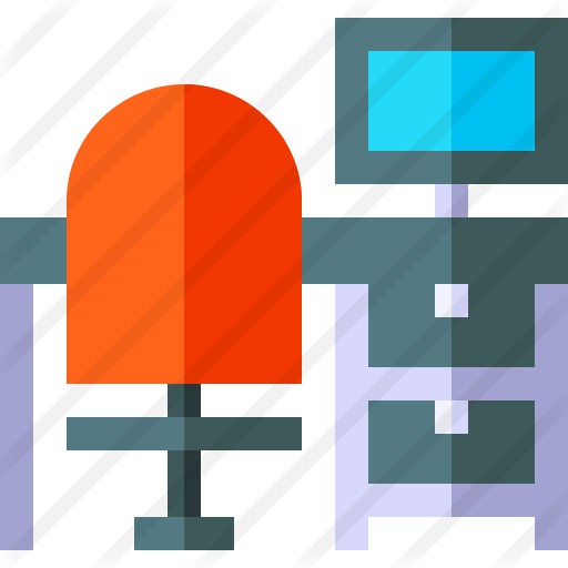 See more icon inspiration related to business and finance, professions and jobs, furniture and household, desktop, desk, chair, working, office, work and computer on Flaticon.