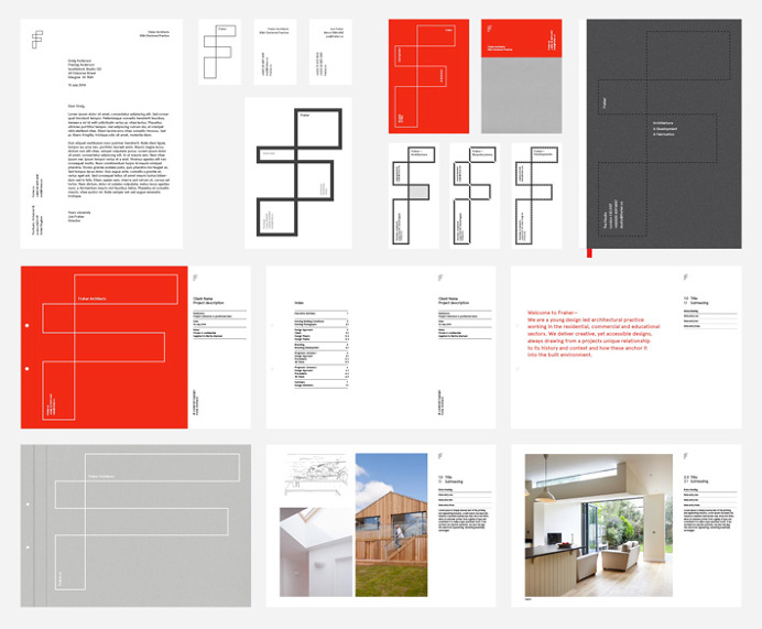 Fraher architects by Freytag Anderson #red #blue #brand design #stationary #graphic design