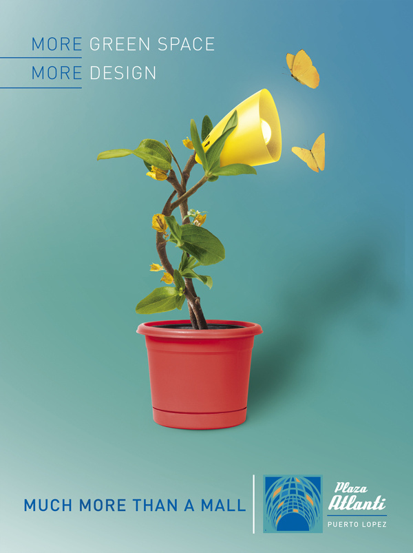 Much More Plaza Atlanti - Advertising #lamp #fusion #design #plant #advertising #ad #flower #green