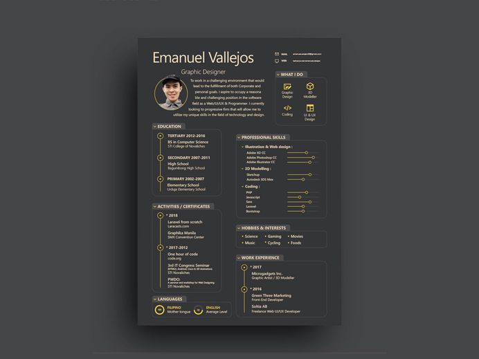 Starter Resume - Free Illustrator Resume Template with Attractive Design