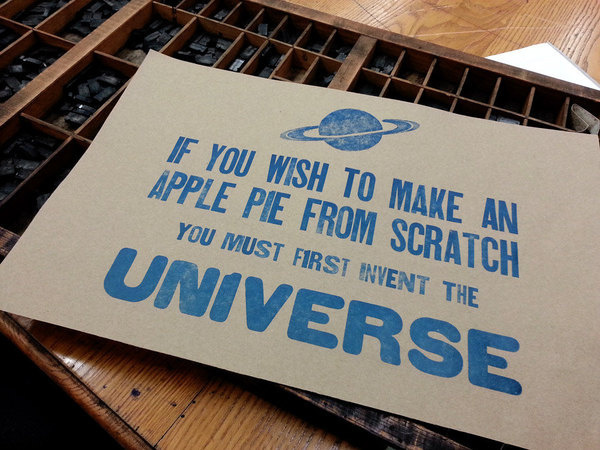 Carl Sagan Apple Pie Letterpress Print #sagan #saturn #letterpress #poster