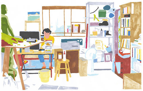 Artist illustrator Hisashi Okawa #paint #painted #japanese #studio