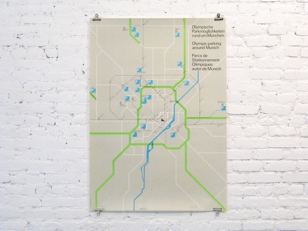 Olympic parking around Munich, Otl Aicher #design #graphic #map #wayfinding #aicher #poster #parking #olympics #munich