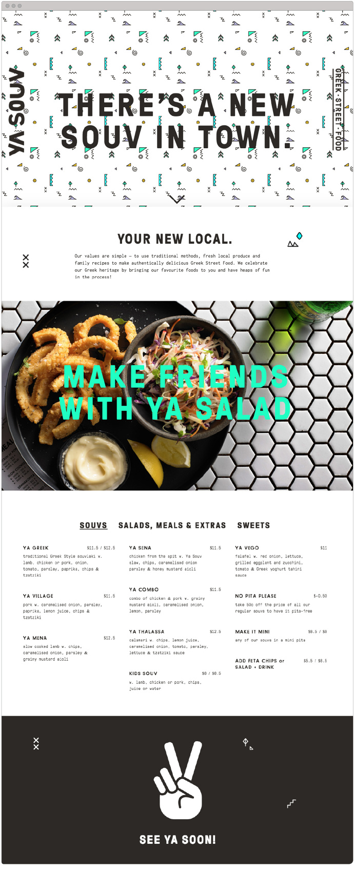 Ya Souv Greek Street Food Franchise | Branding, Website, Packaging Design, Environmental Graphics | Studio Marche