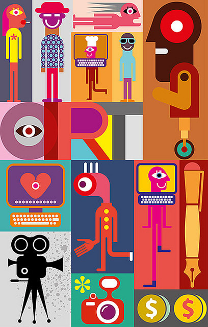 Art - vector illustration. #abstract #vector #background #composition #contemporary #people #artwork #illustration #art #patchwork