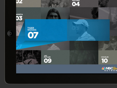 iPad UI for NBC Sports Network 2 #sport #branding #ipad #interface #texture #grid #york #usa #new