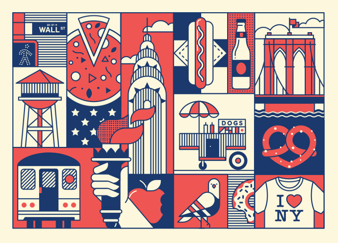 New York Postcard illustration