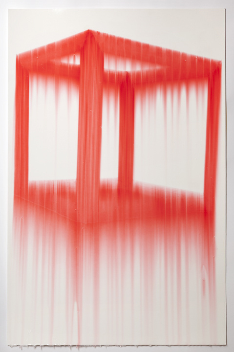 Cube, Red (series #2). 2011nMarker, gloss medium on papern26 x 40 n