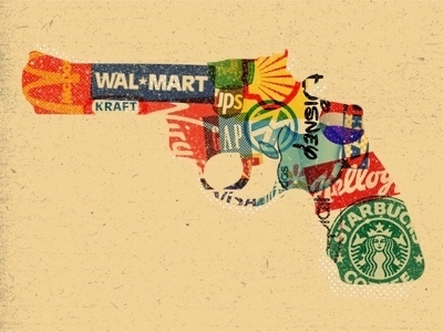Dribbble - When Brands Attack by Matt Chase #gun #corporate #collage #brands