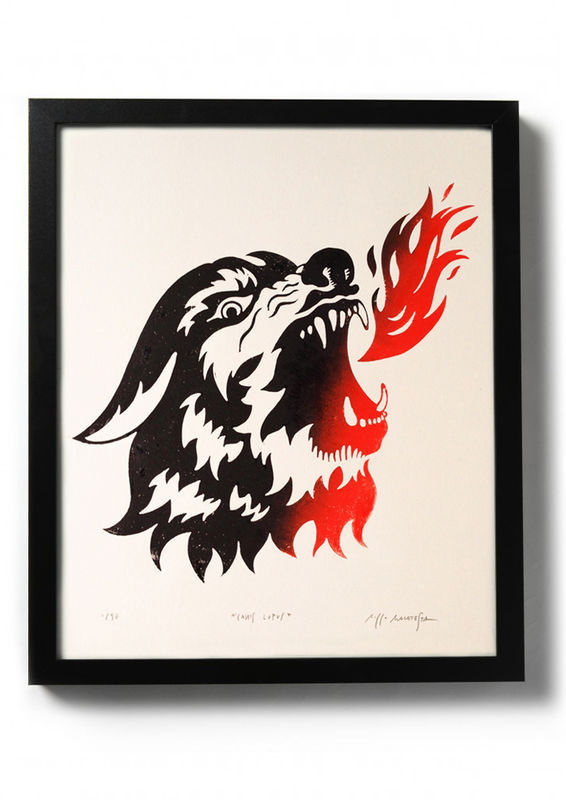 CANIS LUPIS - Original relief. Hand printed. - product images of #ink #printmaking #print #design #drawing #tattoo #illustration #traditional #art #diy #linocut