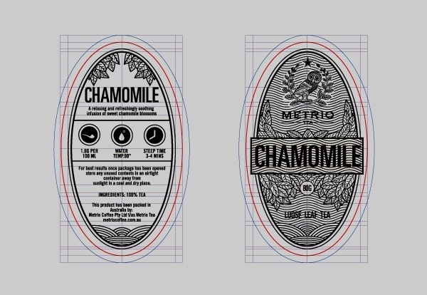 Metrio Tea on the Behance Network #chamomile #grid #ovals #logo #typography
