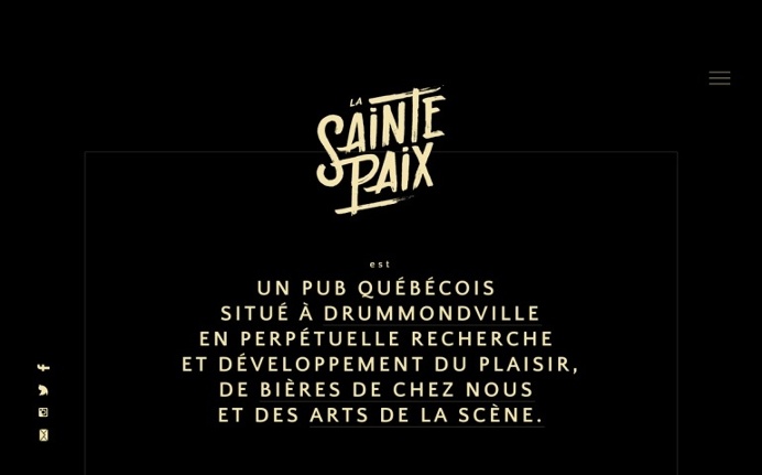 La Sainte Paix quebec pub french black yellow webdesign handwritten calligraphy font logo logotype site of the day sotd modern minimal beau