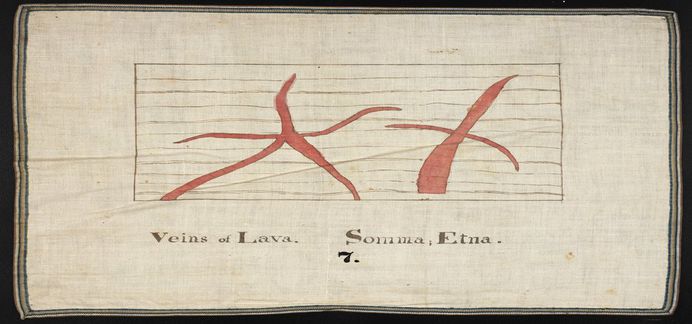 Orra White Hitchcock's classroom chart titled "Veins of Lava" (1830–1840).
