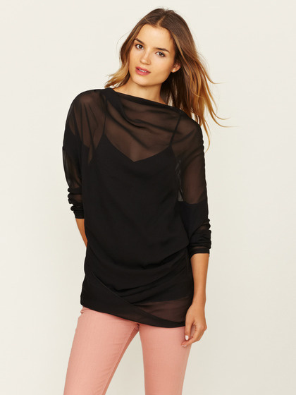 Gold Hawk Sheer Cowl Tunic #gilt #sheer #giltcom #fashion #tunic