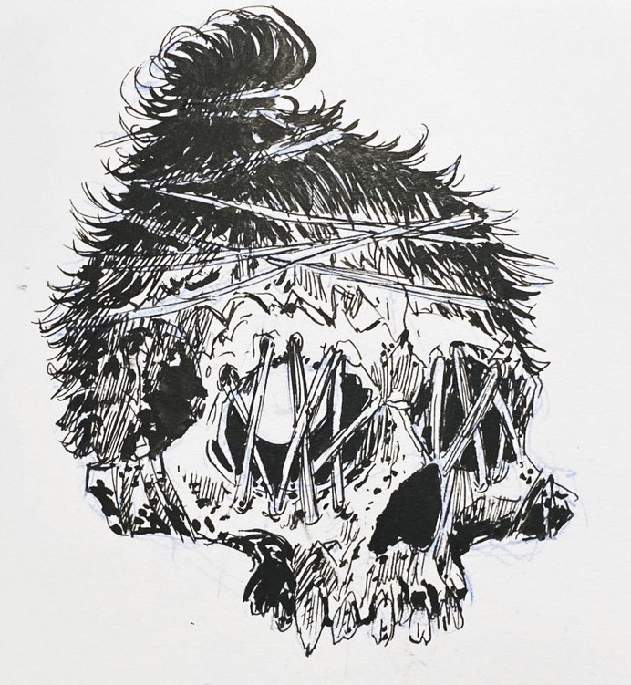 Inked skull, Thierry Dansereau